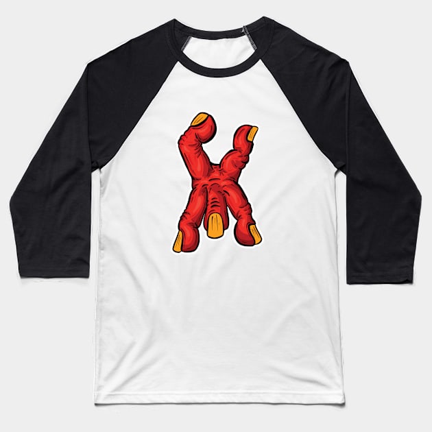 Zombie FIngers - Handy Hand Stand Baseball T-Shirt by Squeeb Creative